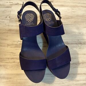 Excellent Condition| Nubuck | Wedge Heel | Navy Blue